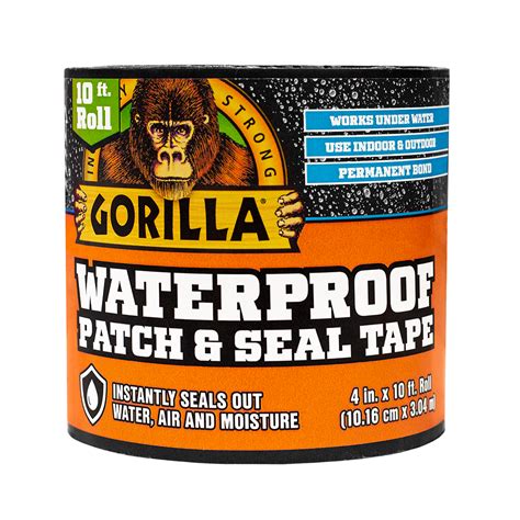 tape to seal water leaks|Gorilla Waterproof Patch & Seal Tape Black 